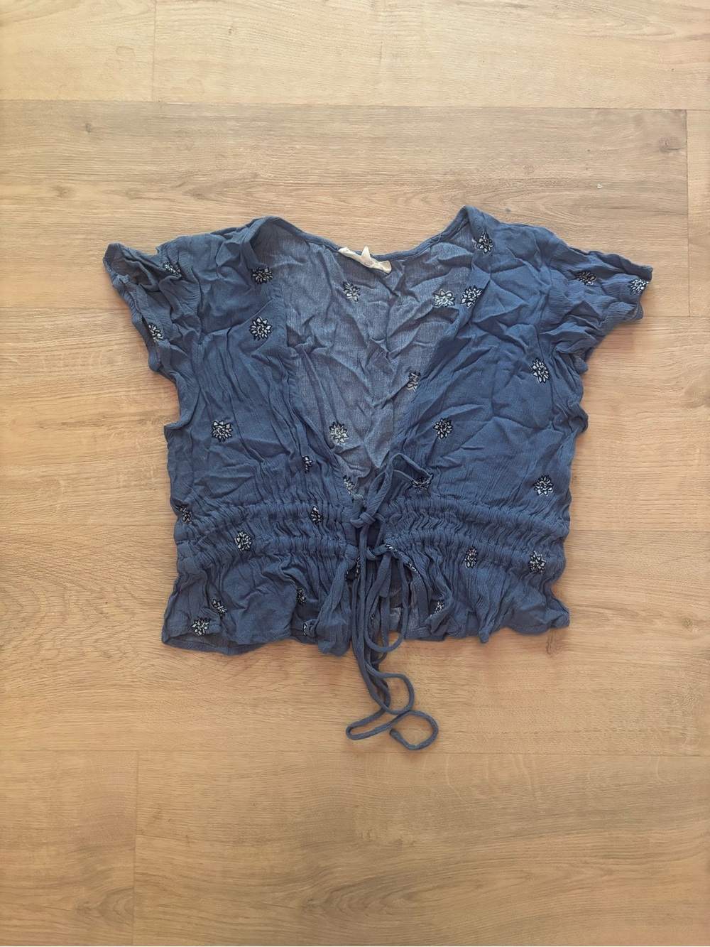 Pacsun La hearts Blue Floral Tie Top